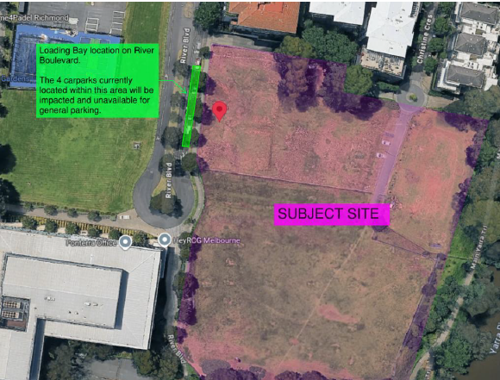 Impacted car spaces along River Boulevard